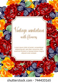 Invitation with floral background