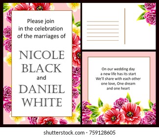 Invitation with floral background