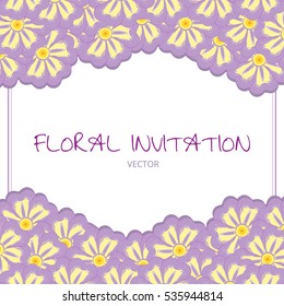 Invitation with floral background. Romantic vector illustration.