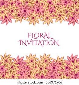Invitation with floral background. Romantic vector illustration