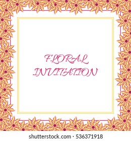 Invitation with floral background. Romantic vector illustration.