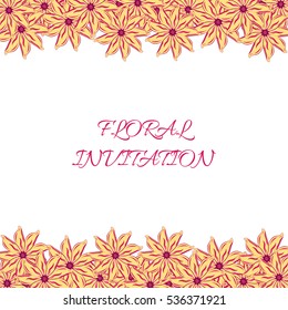 Invitation with floral background. Romantic vector illustration