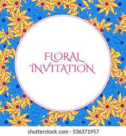 Invitation with floral background. Romantic vector illustration.