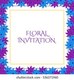 Invitation with floral background. Romantic vector illustration
