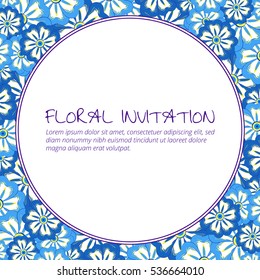 Invitation with floral background. Romantic vector illustration.