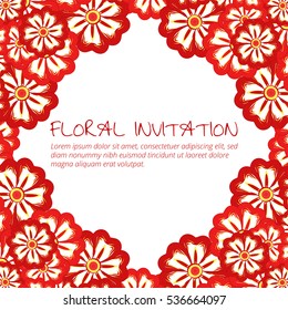 Invitation with floral background. Romantic vector illustration.
