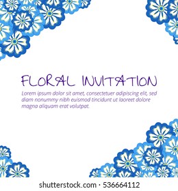 Invitation with floral background. Romantic vector illustration.