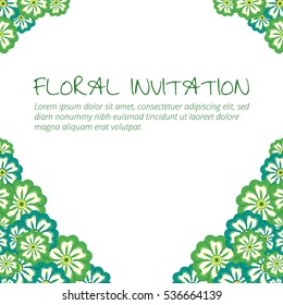 Invitation with floral background. Romantic vector illustration.