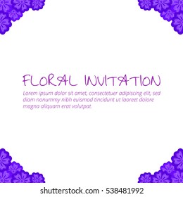 Invitation with floral background. Romantic vector illustration.