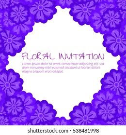 Invitation with floral background. Romantic vector illustration.