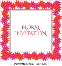 Invitation with floral background. Romantic vector illustration.