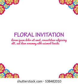 Invitation with floral background. Romantic vector illustration.