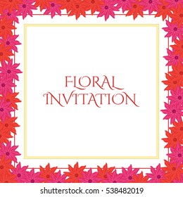 Invitation with floral background. Romantic vector illustration.