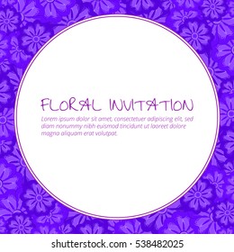 Invitation with floral background. Romantic vector illustration.