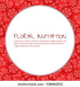 Invitation with floral background. Romantic vector illustration.