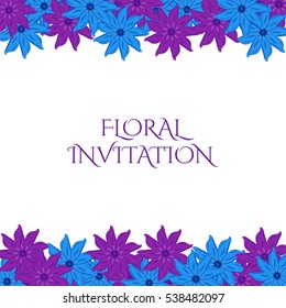 Invitation with floral background. Romantic vector illustration.