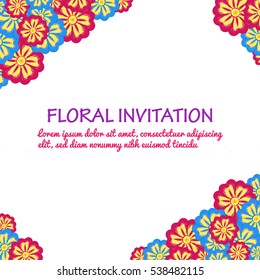 Invitation with floral background. Romantic vector illustration.