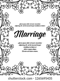 invitation with floral branches marriage text vector illustration