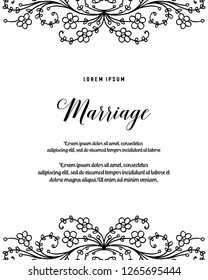 invitation with floral branches marriage text vector illustration
