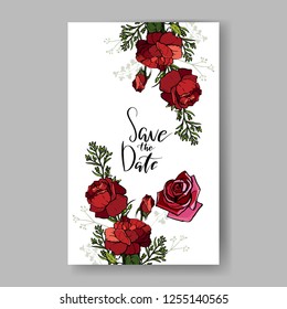 Invitation with floral  vector background. Romantic invitation. Wedding, marriage, bridal, birthday, Valentine's day. Great for packaging, label, greeting cards, event decor.