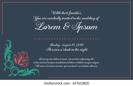 Invitation with flower for wedding collection