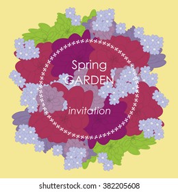Invitation with flowers, vector illustration.