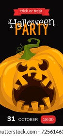 Invitation flyer for a Halloween. Halloween Pumpkin. 
