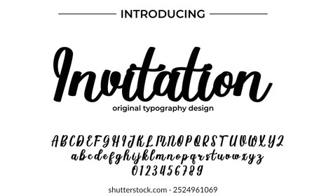 Invitation Font Stylish brush painted an uppercase vector letters, alphabet, typeface