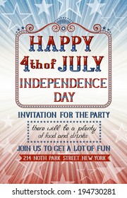 Invitation for fourth of july holiday. EPS 10 contains transparency