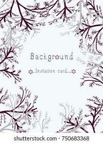 Invitation frame abstract pattern Leaves white and gray