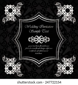 Invitation with frame and floral elements on vintage background         