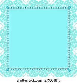 Invitation to the frame of the gems on the patterned background
