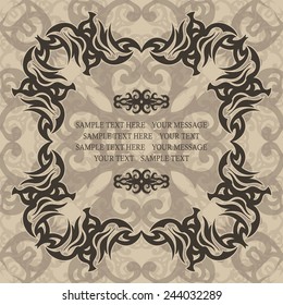 Invitation with frame on vintage background. Grunge design      