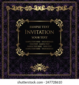 Invitation with frame on vintage background         