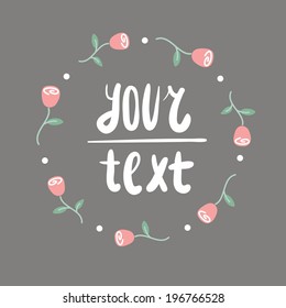 Invitation frame template with roses on grey background