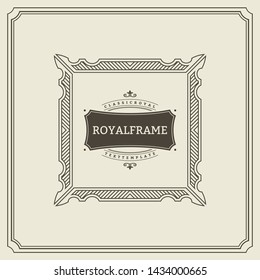 Invitation frame. Vintage ornament greeting card vector template. Retro wedding invitations, advertising or other design and place for text. Flourishes frame