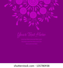 Invitation with fuchsia round ornament and place for text. for invitation, backdrop, card, brochure, banner, border, wallpaper. Vector eps10, illustration.