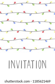 Invitation, garland invite thank you, birthday party, card Design