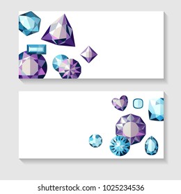 Invitation with gems.Blue and violet gems. vector illustration.eps10