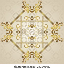 Invitation with a gold decoration on background. Original design     
