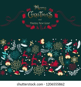 Invitation gold Mandala flower in Christmas color theme,illustration vector