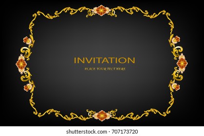 invitation golden frame