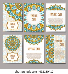 Invitation graphic card with mandala. Decorative ornament for card design: wedding, birthday, party, greeting. Vintage mandala element. Vector illustration