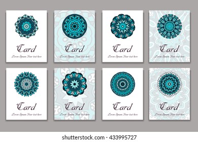 Invitation graphic card with mandala. Decorative ornament for card design: wedding, bithday, party, greeting. Vintage mandala element. Vector illustration