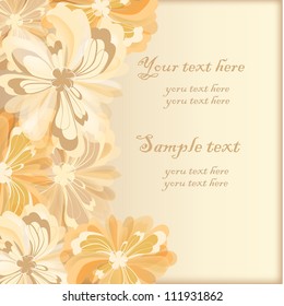 Invitation, greeting card with abstract floral background. Elegance, floral illustration in vintage style.