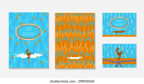 Invitation and greeting card for a birthday. Round the banner on the background of wildflowers. Vector illustration