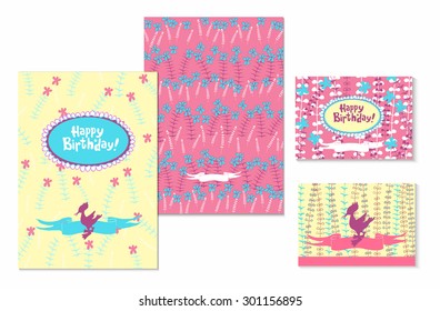 Invitation and greeting card for a birthday. Round the banner on the background of wildflowers. Vector illustration