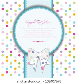 invitation and greeting card, colorful with paper ribbon