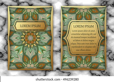 Invitation or greeting card design template. Vintage decorative elements with mandala, delicate floral pattern. Islam, Arabic, Indian, ottoman, aztec motifs