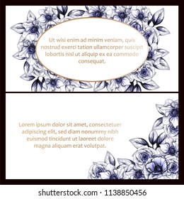Invitation greeting card with floral background. Wedding invitation, thank you card, save the date cards.
